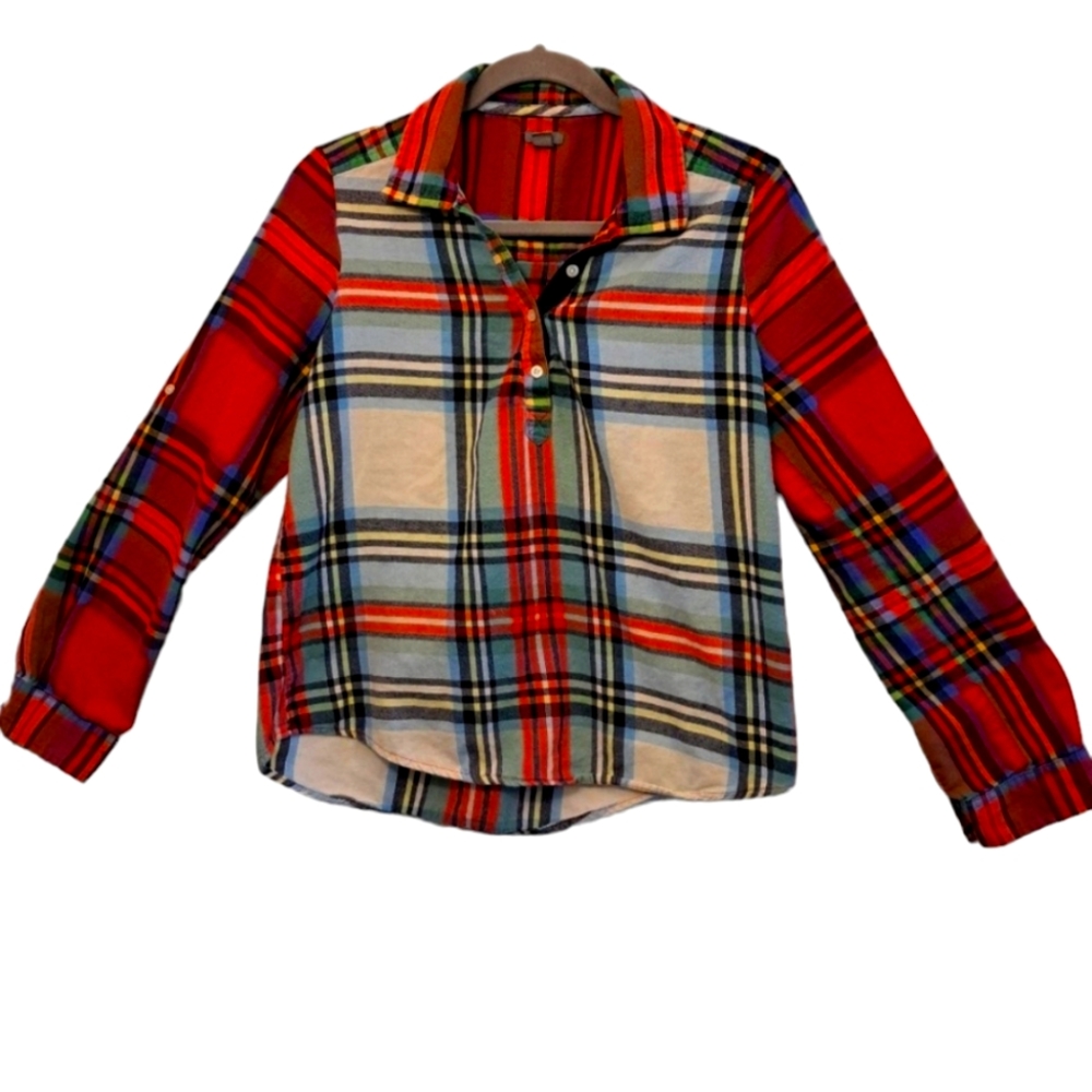 Aerie Red Soft Plaid Pullover Size Medium